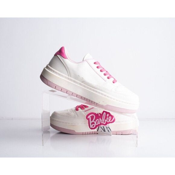 Zara Kids Girls Barbie Sneakers White Pink Barbiecore US 4 EU 36 3464/330 NWT - Picture 3 of 8